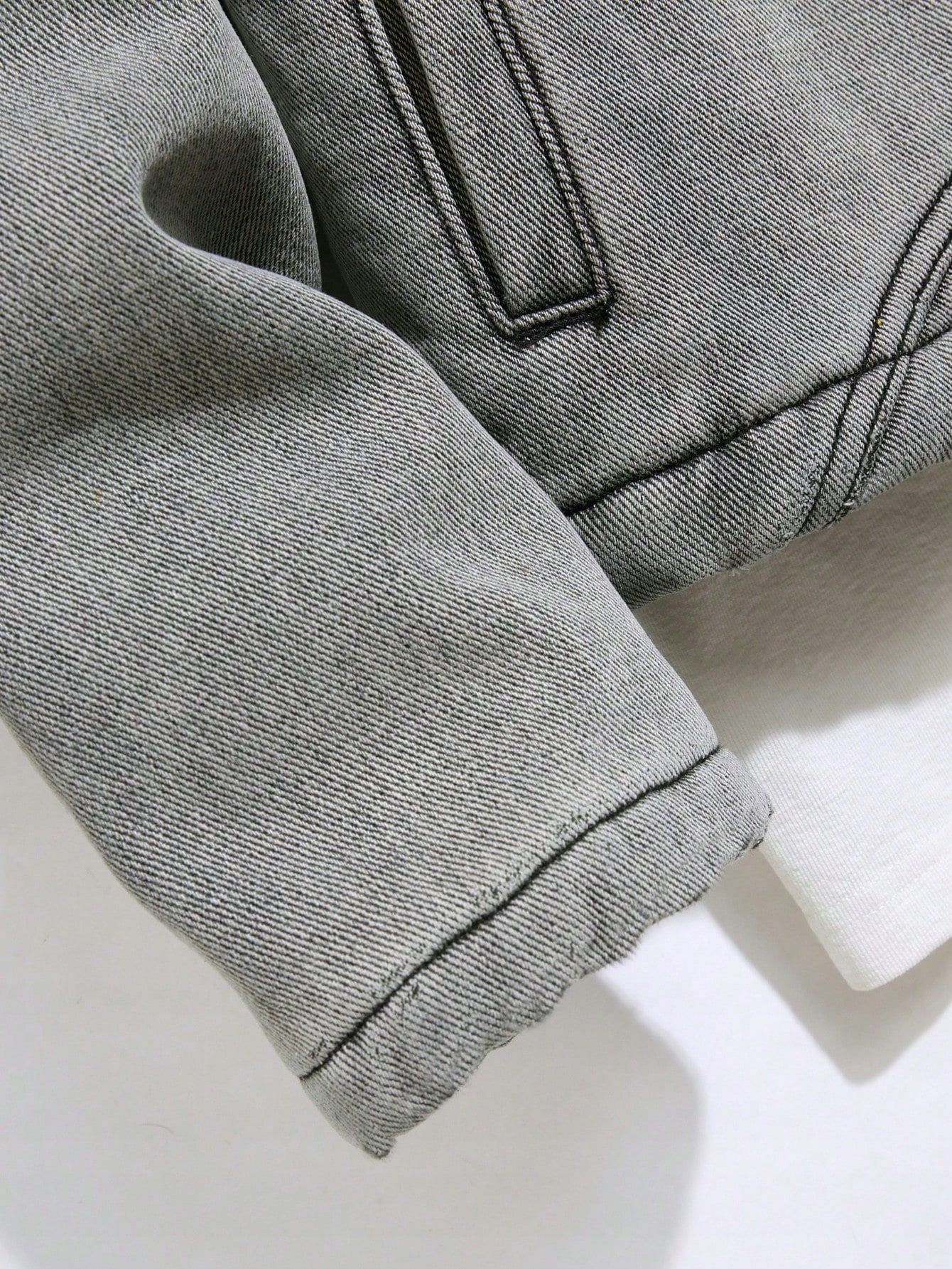Kurtka Męska Jeansowa Z Ociepleniem Schaket Szara Casual Shein S