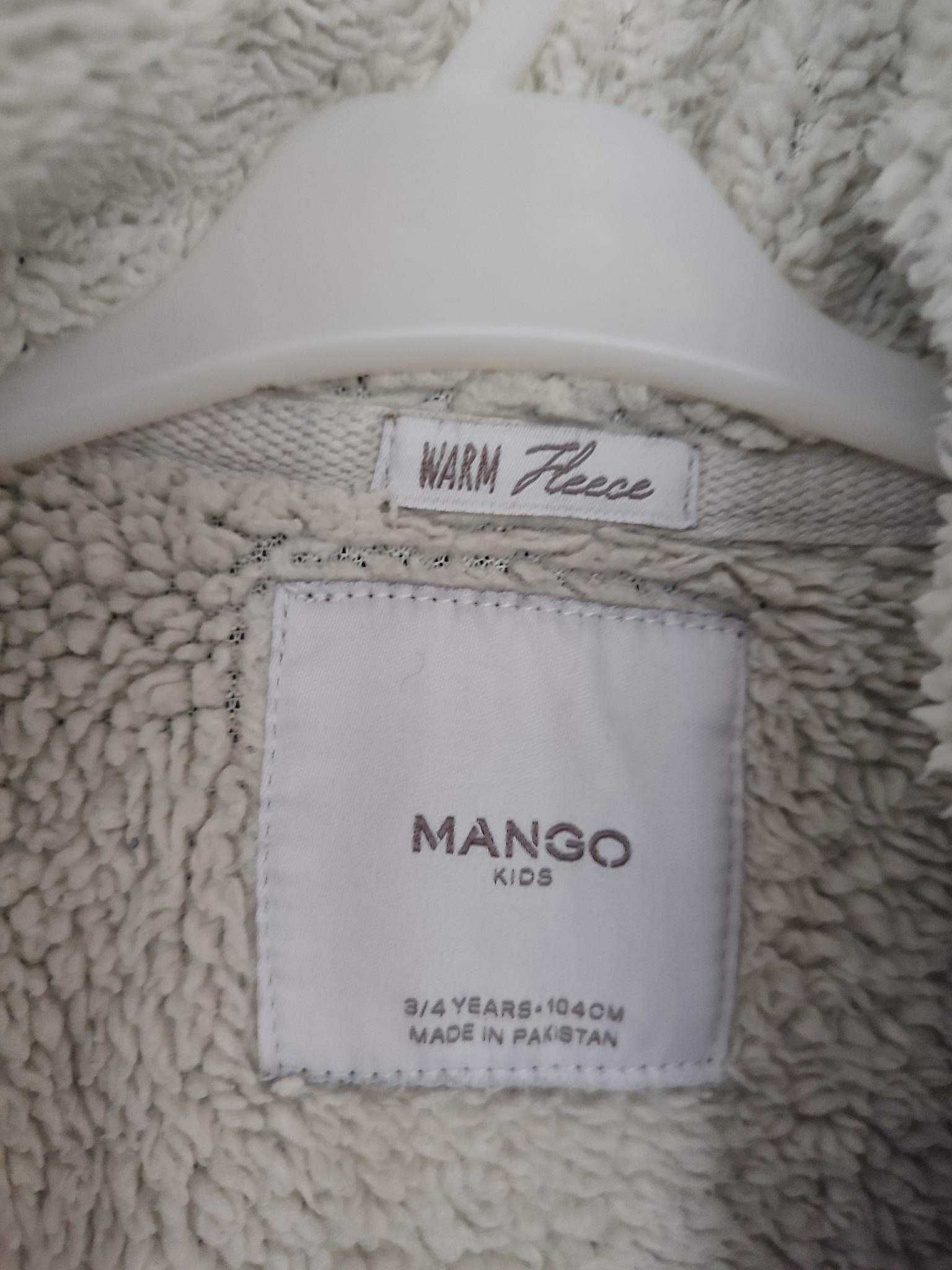 Mango rozmiar 104 bluza na misiu bardzo ciepła z kapturem