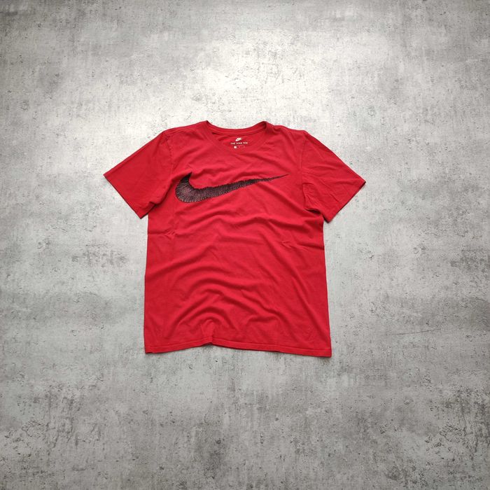 MĘSKA Koszulka PREMIUM Bawełna Casual Nike Czerwona Duże Logo Swoosh