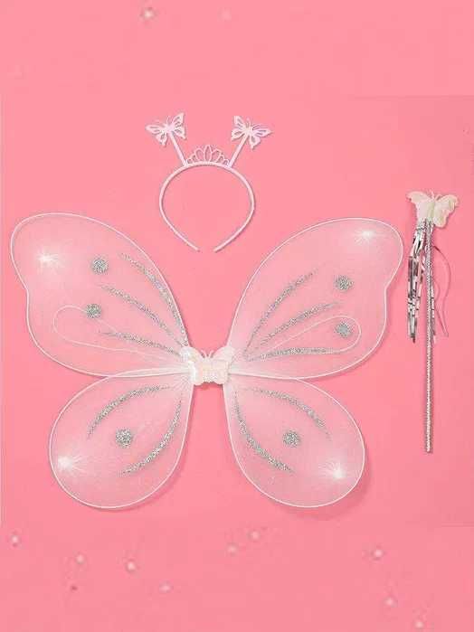 Zestaw Strój Kostium Wróżka 4-Części Róż Motyl