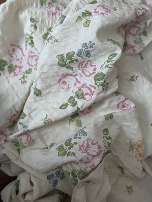 Pościel poszewka na kołdrę bawelna kora kwiaty kwiatki boho ecru róż