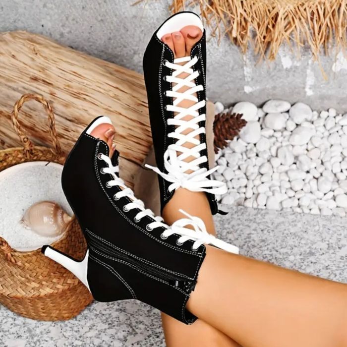 Туфлі High heels зі змійкою збоку Чорні .Хай хілс  Хилсы