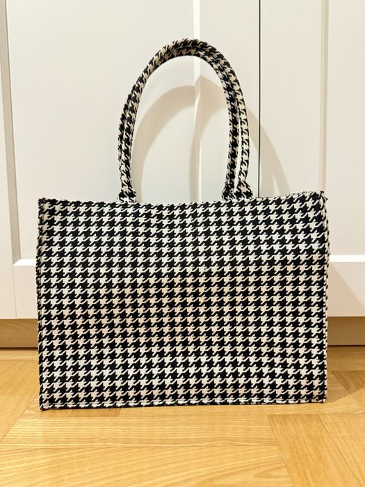 tote bag torba shopper w kratkę sinsay