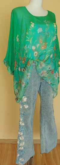 Spodnie haftowane 38/40,z kamykami typu dzwony,Collection.jeansy