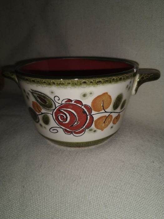 Zabytkowa miska SMF Scramberg Tirol z uchwytami. Majolika