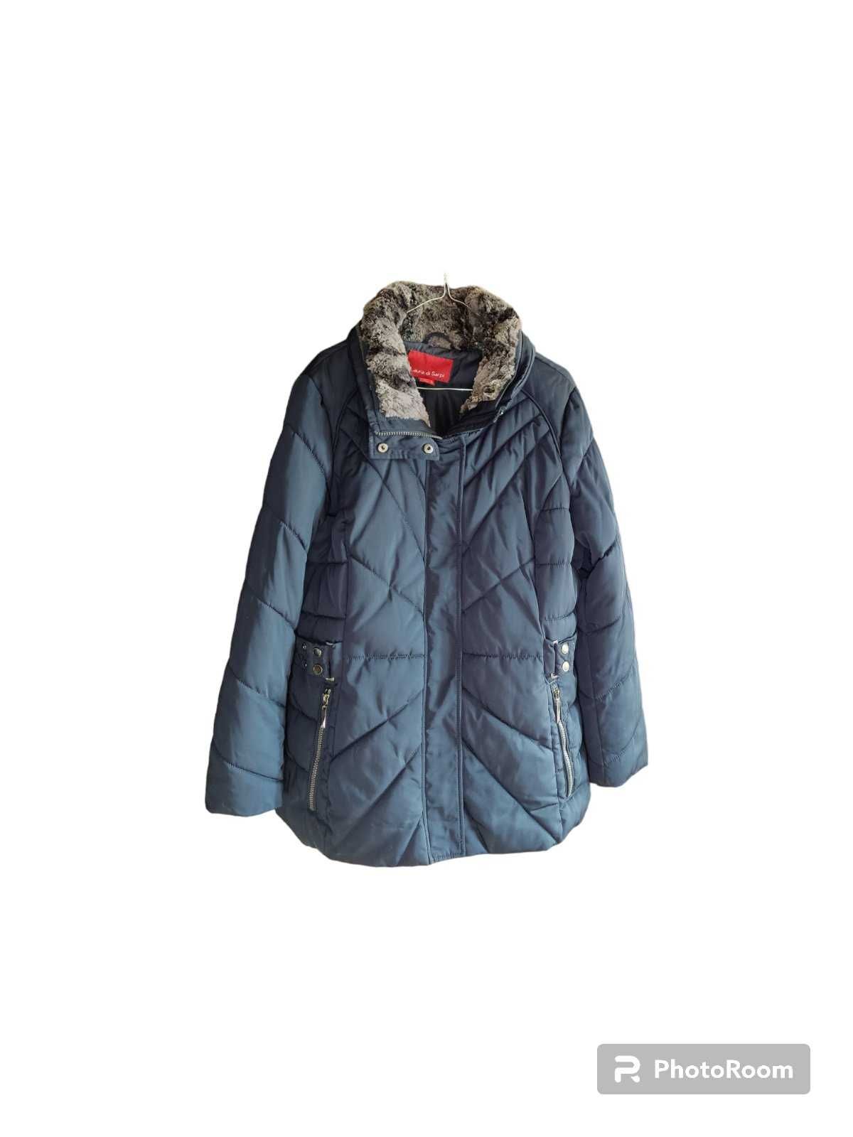 Куртка парка зимняя женская размер 48 тёмно-синяя