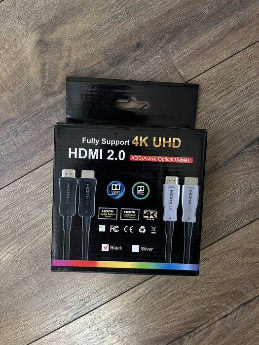 Кабель HDMI 2.0, 4k UHD, AOC оптичний, 20 метрів