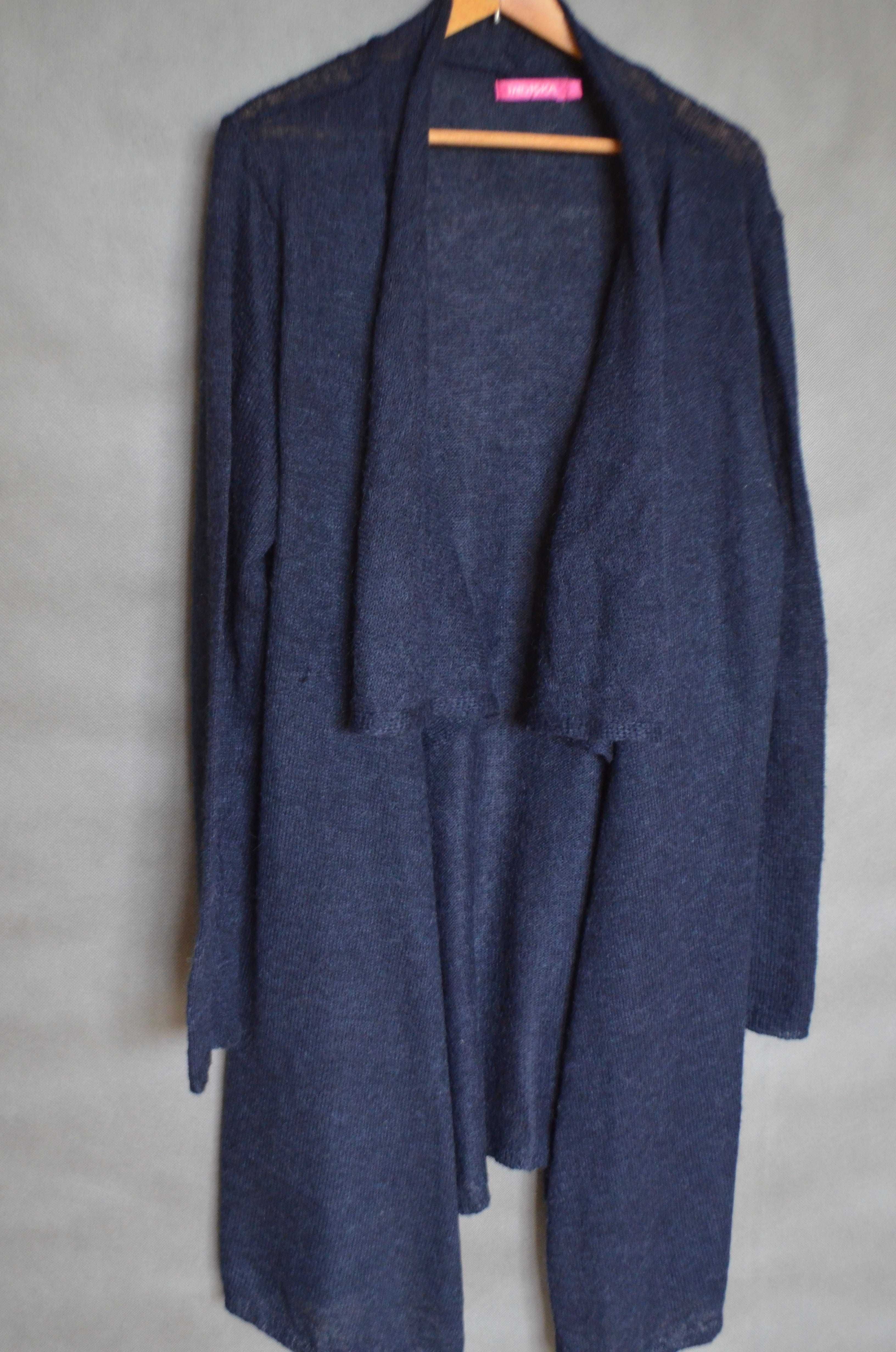 sweter kardigan długi XL granatowy
