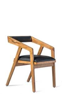 Krzesło do stołu fotel lite drewno akacji siedzisko tapicerowane