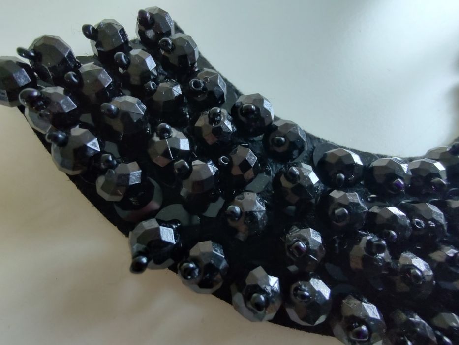 Kołnierzyk, naszyjnik koraliki wstawka dekoltowa czarna