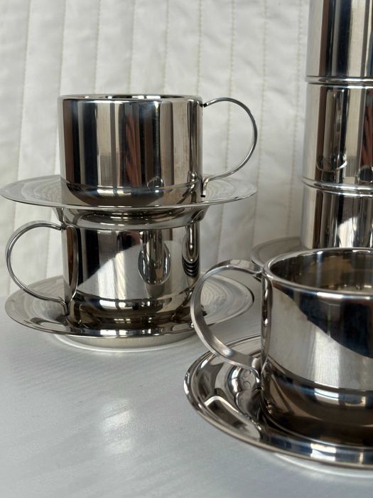 Para termicznych stalowych filiżanek do espresso w stylu włoskim