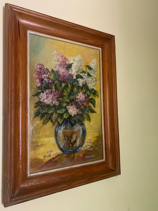 Bez w wazonie - obraz olejny na płótnie