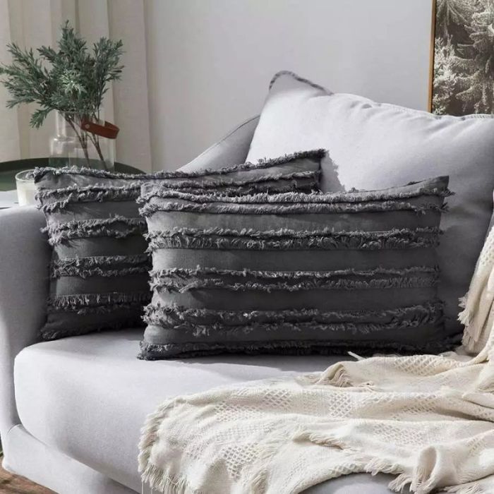 Poszewka dekoracyjna bawełna Etno 30x50 cm grafit