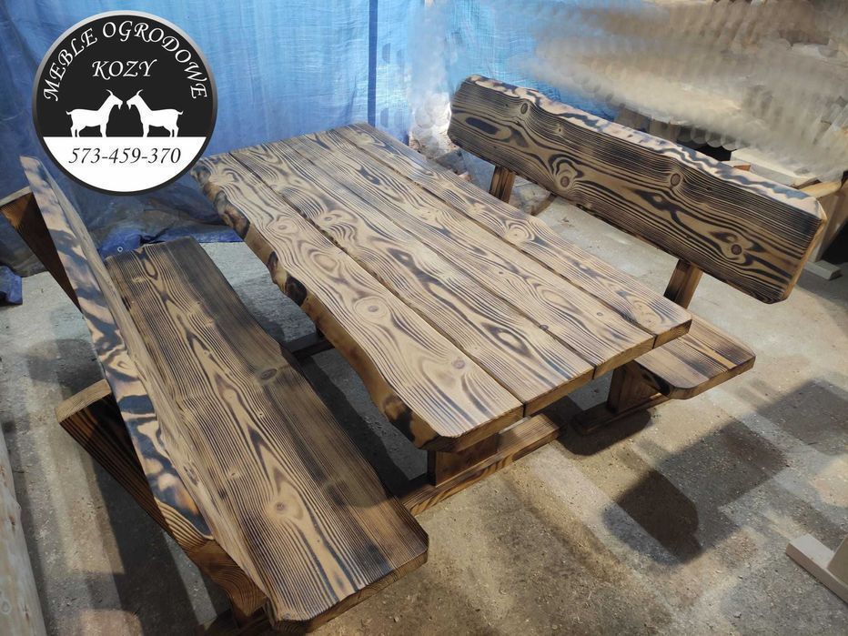 NOWY CENNIK Meble ogrodowe drewniane góralskie. Lite drewno ławka stół