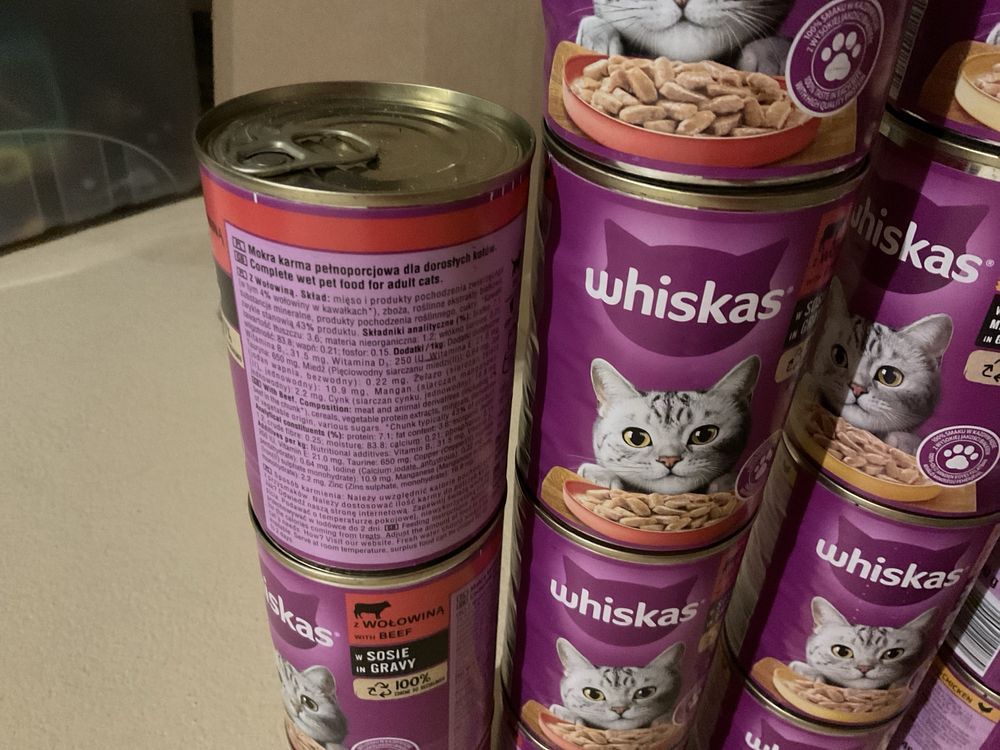 15 puszek karma mokra whiskas kurczak wolowina