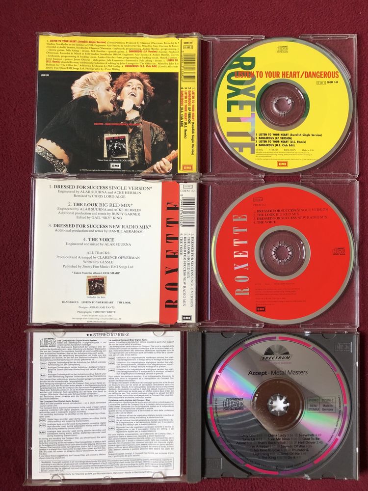 CD Accept – Metal Masters, Roxette ‎– Listen To Your Heart / Dangerous