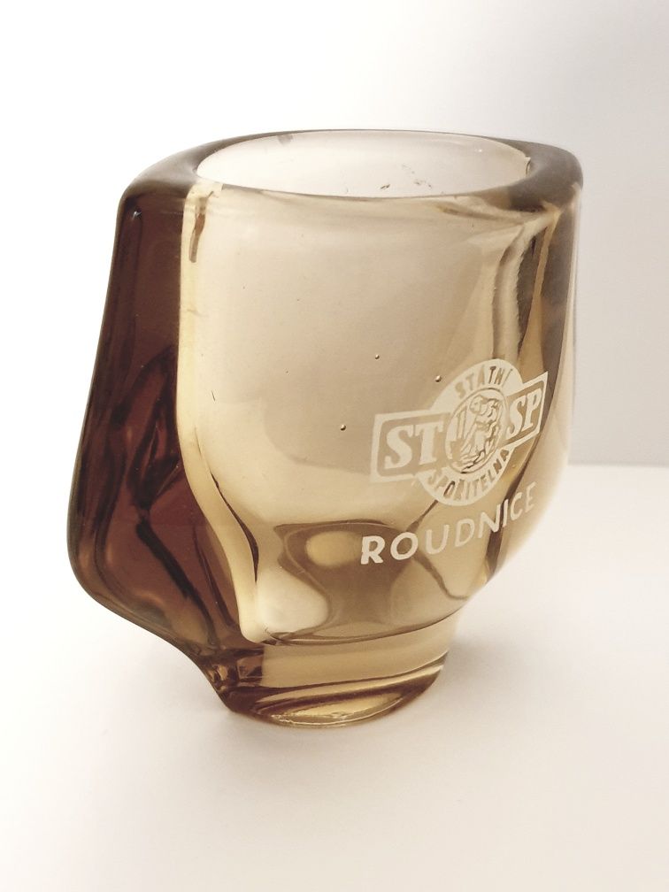 Vintage jarra em cristal com publicidade de um Banco