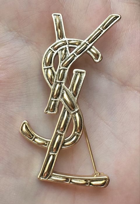 Broszka YSL stare złoto 5,3 cm