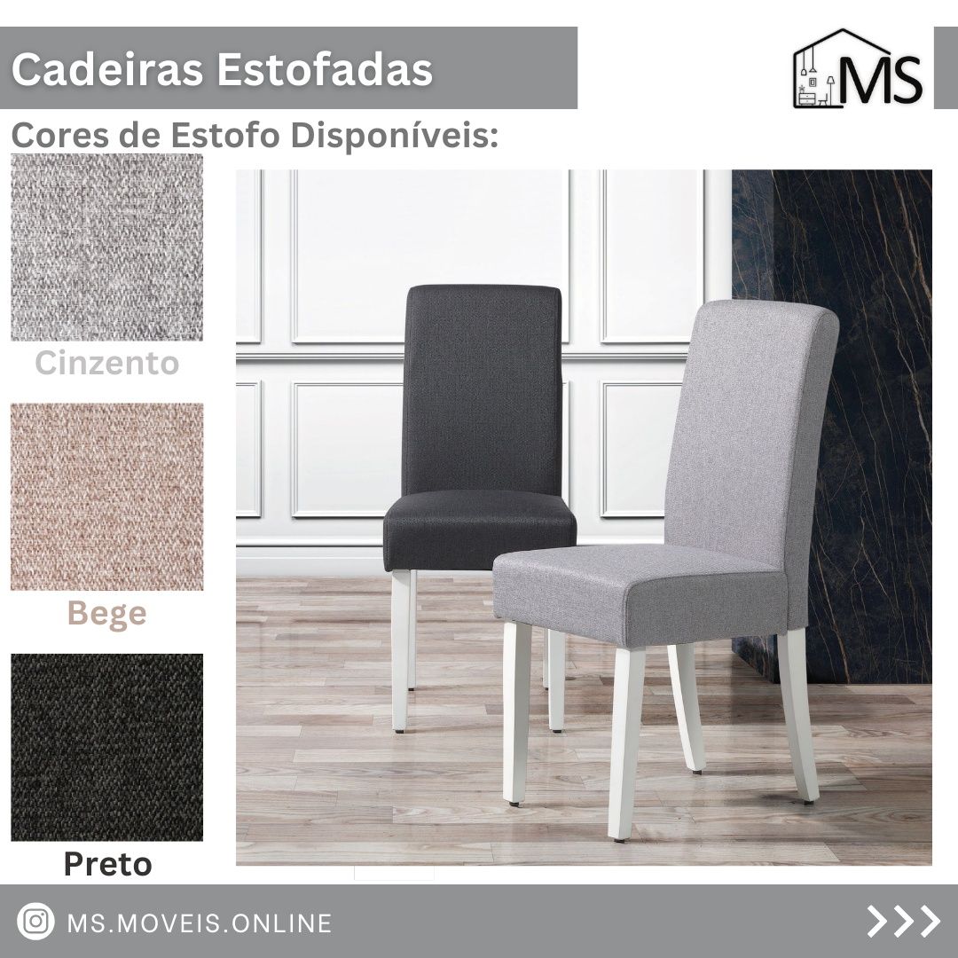Cadeiras estofadas em tecido - NOVAS várias cores disponíveis