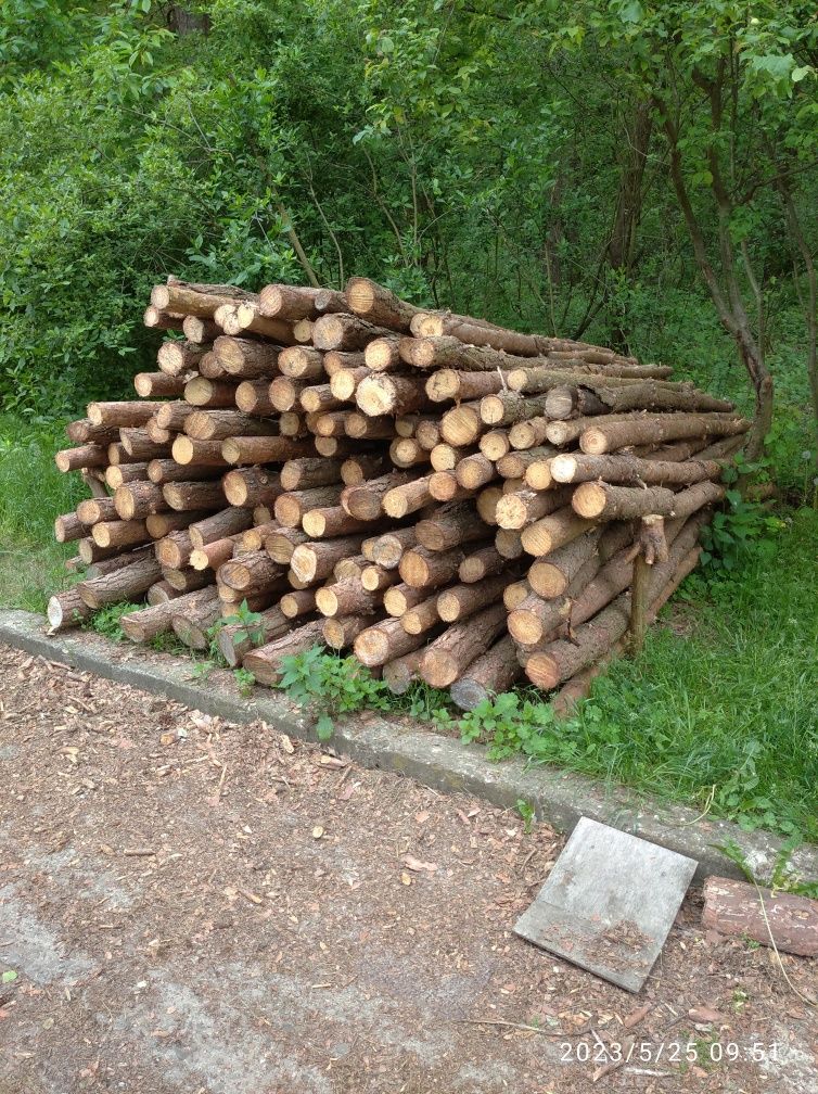 Stemple budowl. i ogrodzeniowe nie używane, tyczki sadownicze, opał so