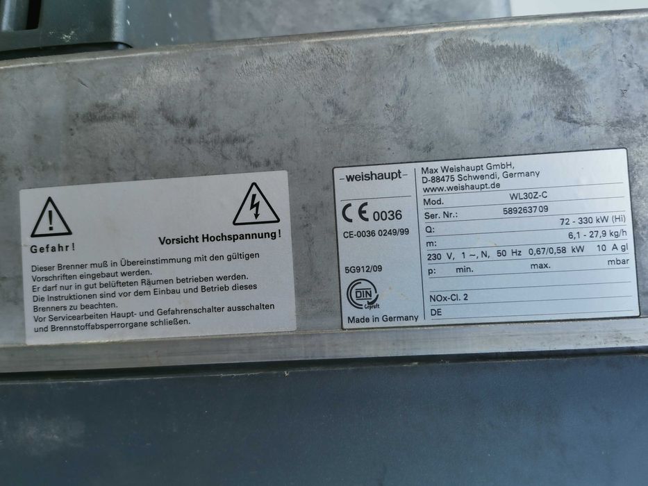 Palnik olejowy Weishaupt WL 30 Z-C 72kW-330 kW dwustopniowy