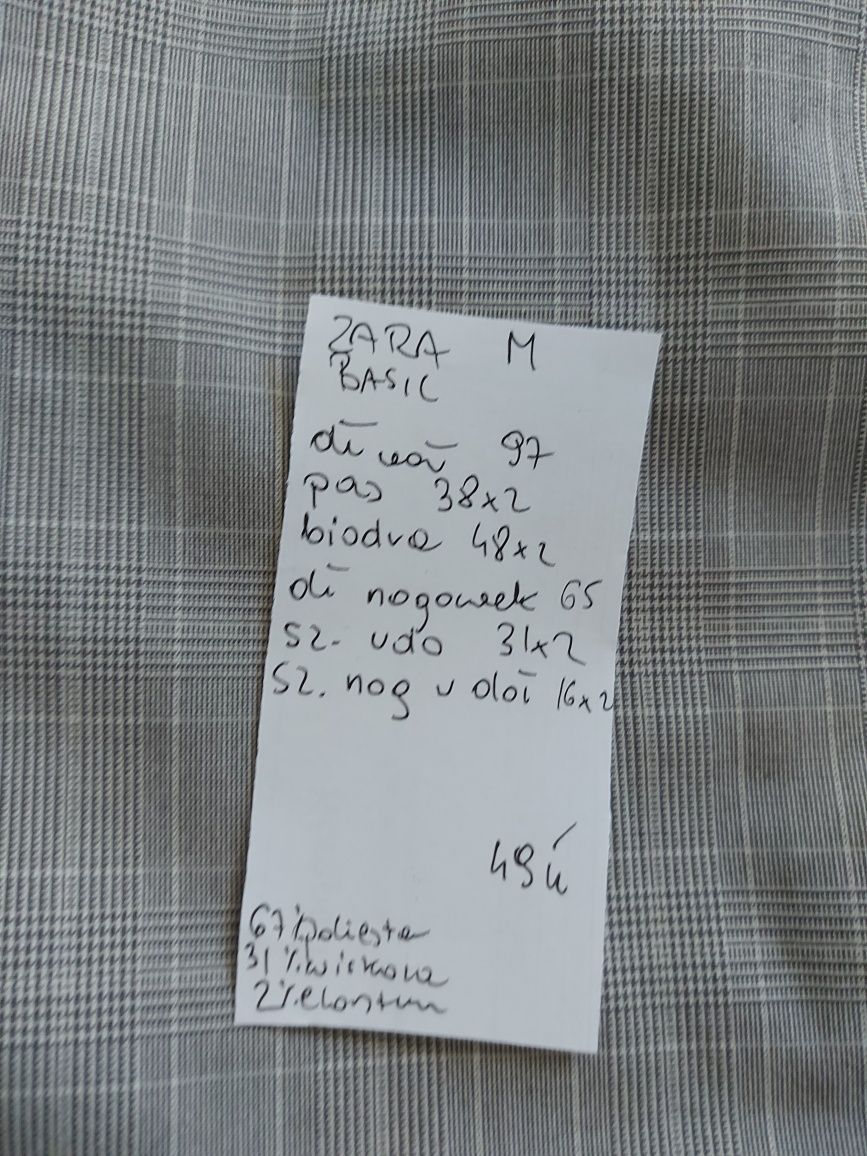 Zara basic spodnie szare kratka r m
