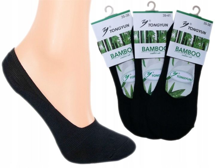 Stopki Z Silikonem Bambusowe Damskie Czarne 39-41