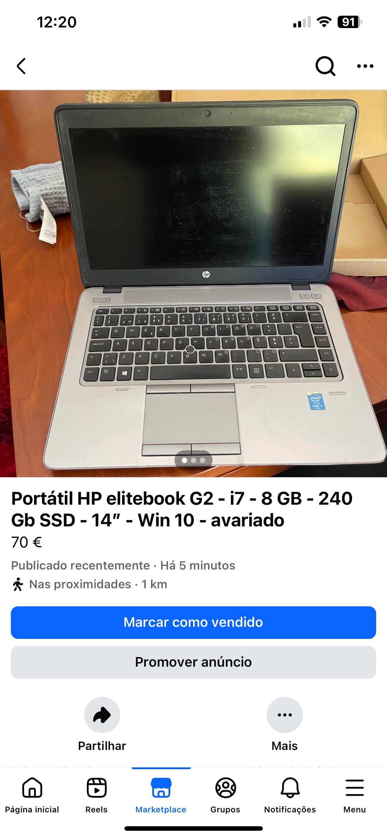 HP - i7 G2 - 8Gb - 240 Gb SSD - 14” - win 10