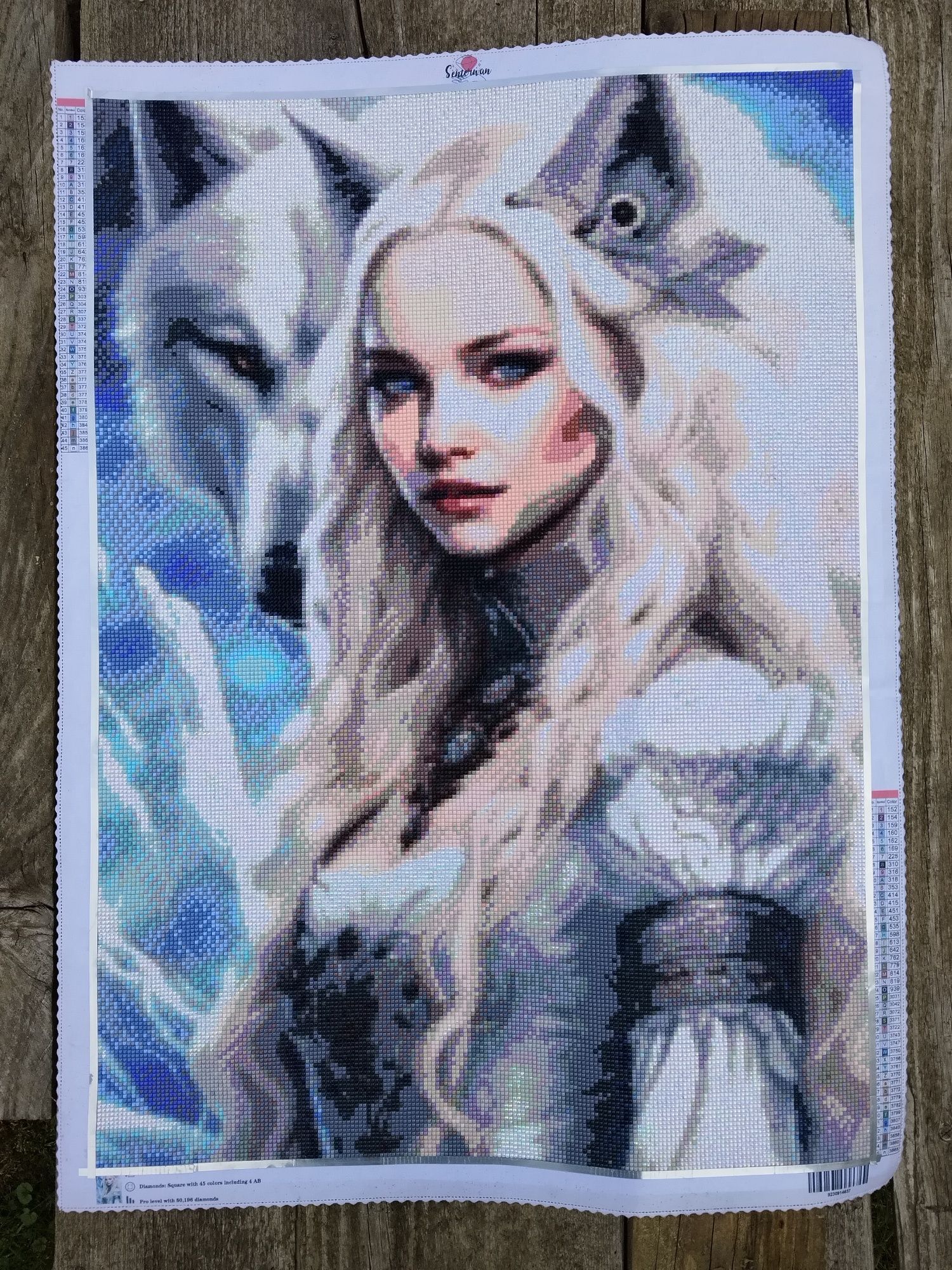 Obraz haft diamentowy kobieta z wilkiem