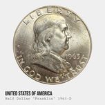 Срібна монета 1/2 долара США Халф Франклін всі роки 900 проба Стан UNC