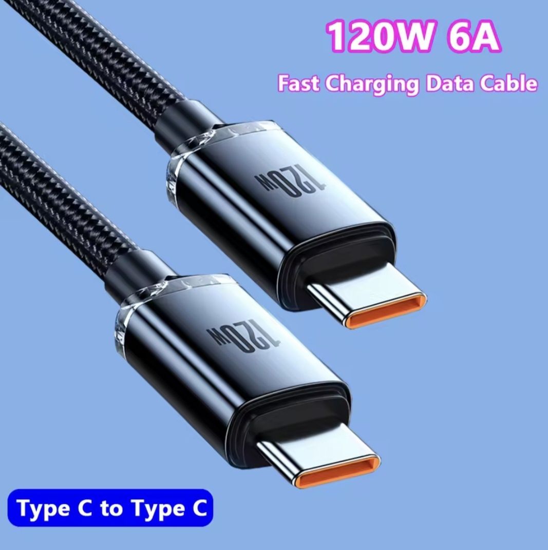 Кабель НАДШВИДКОЇ зарядки Type-C to Type-C  Андроїд Айфон 120 W, 6 А