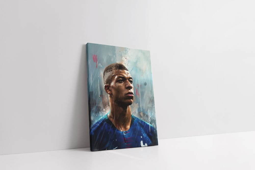 Nowoczesny Portret Kylian Mbappé na Płótnie 30x40 cm - Idealny Prezent