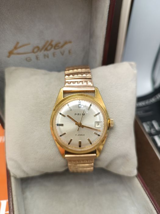 Zegarek prim mechaniczny pozłacany au Czechosłowacja