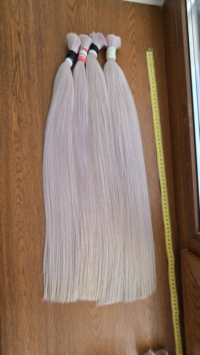 Натуральные детские осветленные волосы для наращивания блонд белые