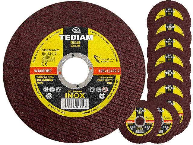 10x Tarcza tarcze do cięcia metalu INOX TEDIAM PREMIUM 125 x 1,0