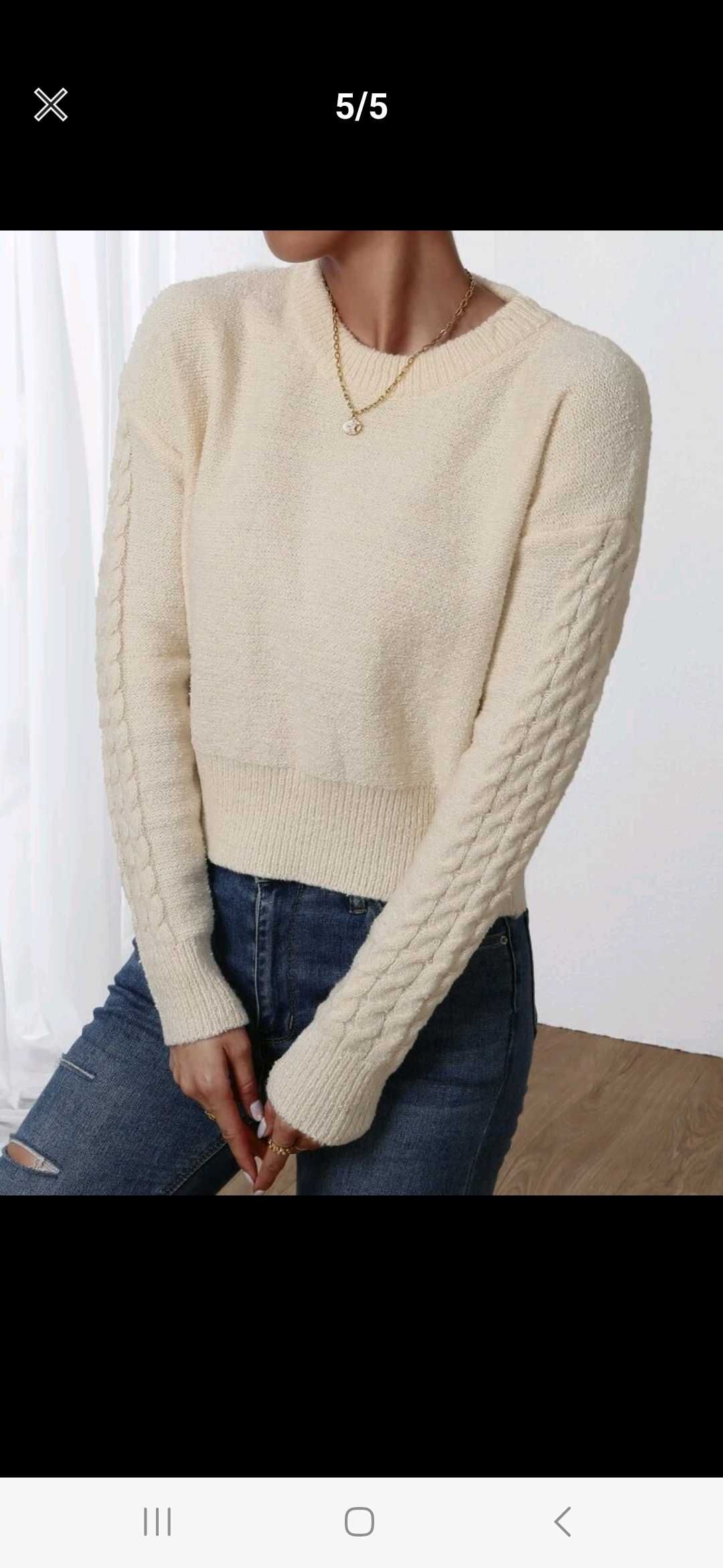 Nowy sweter damski beżowy oversize kremowy sweterek na jesień zimę 36