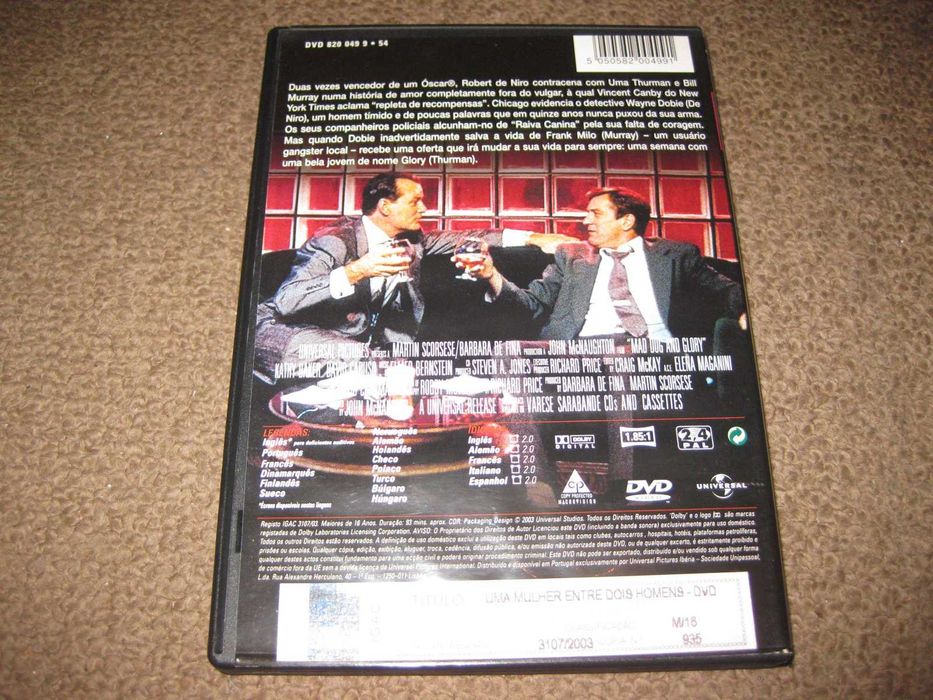 DVD "Uma Mulher Entre Dois Homens" com Robert De Niro/Raro!