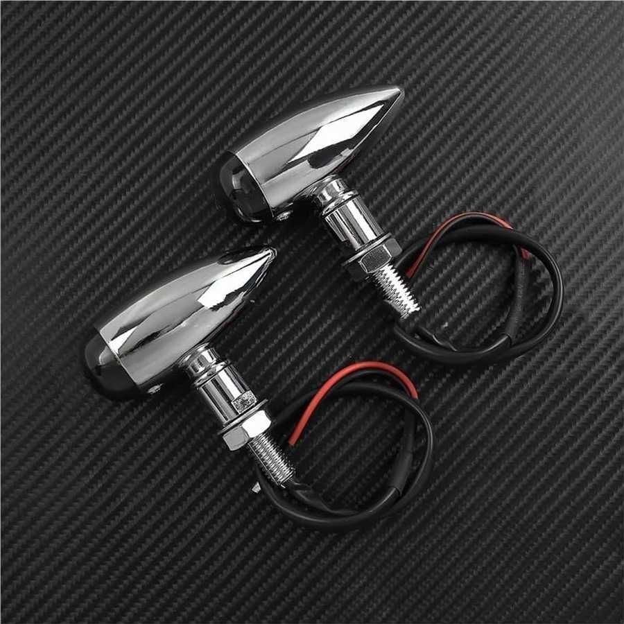 Par de piscas bala premium metal moto chopper bobber