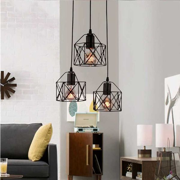 Lampa wisząca LED Loft okrągła sufit czarna E27