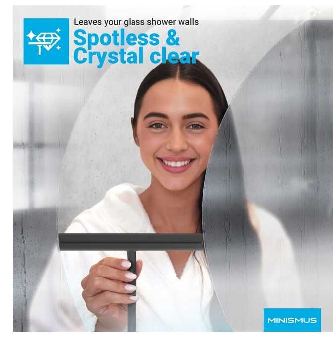 Minismus Ściągaczka prysznicowa z hakiem do zawieszania 21 cm czarna