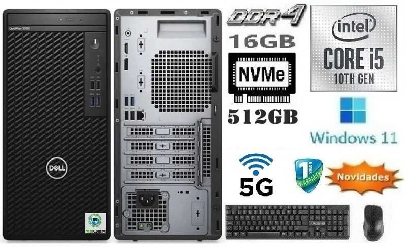 Pç/Torre DELL 3080MT 10ªG|i5»10505»3.2G|16G|HDMI|NVMe512+HDD500|5G|W11