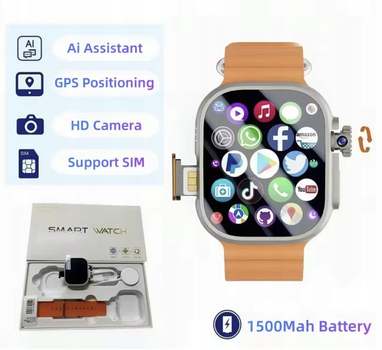 Smartwatch hk100 Pro 5G Android Ios 4Gb Ram 32Gb  Gps Kamera 180