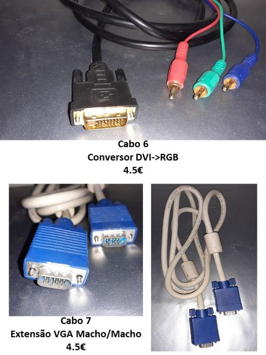 Vários Cabos e Adaptadores