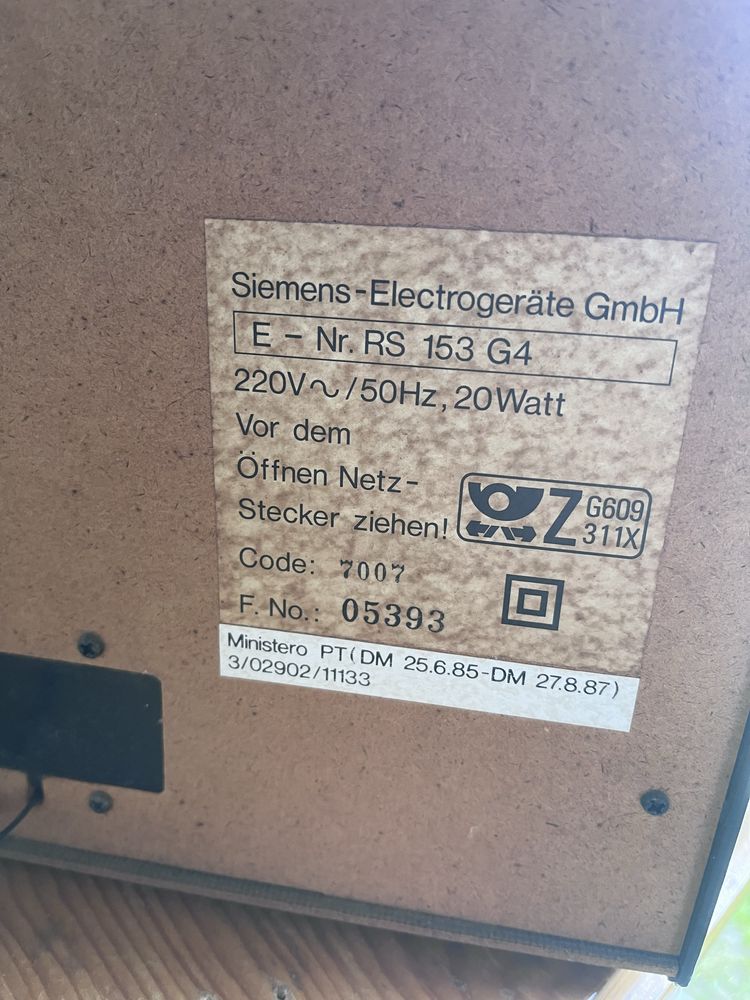 Wieża Siemens electrogeräte GmbH RS 153 – uszkodzona