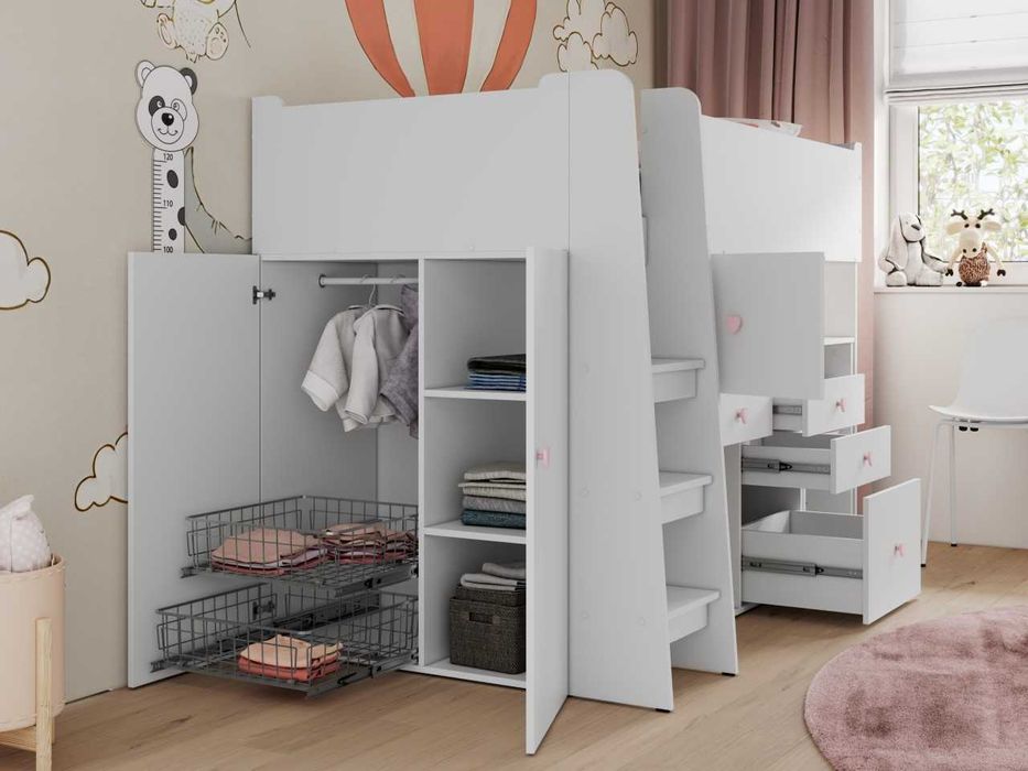 Łóżko dziecięce dla dziewczynki białe 203x140x107cm dostępne w 24h