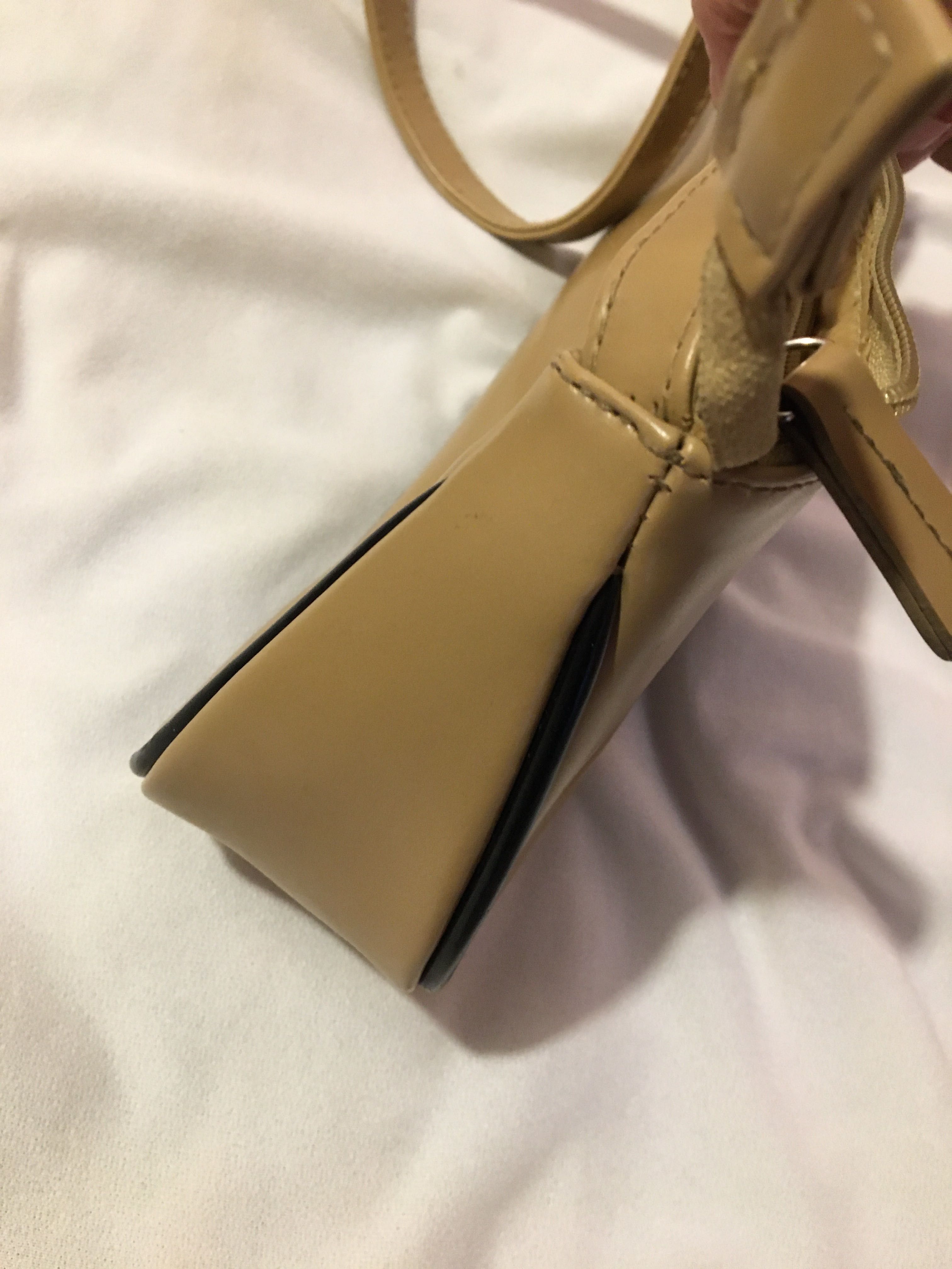 Torebka na ramię, bagietka, beżowa, nude, trench beige, eko