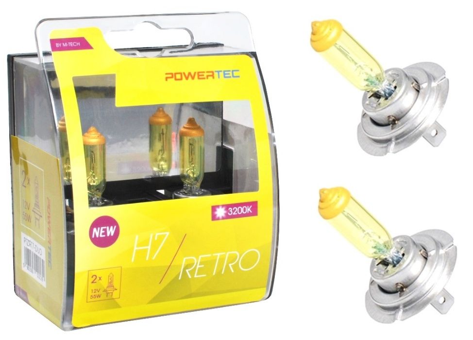H7 H3 H1 Żarówki RETRO x2 Gold ŻÓŁTE 55W Powertec Sklep Warszawa