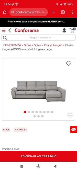 Sofá Argos do Conforama