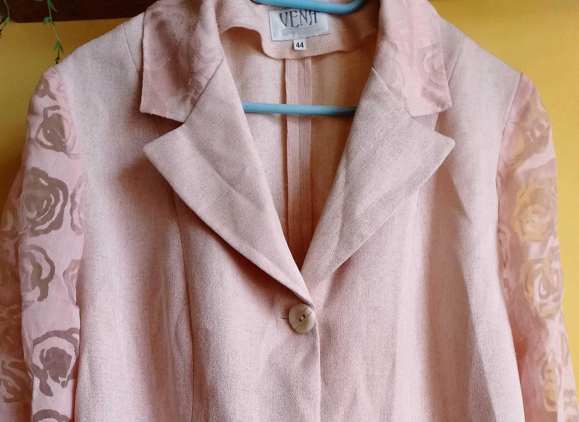 kostium żakiet+spódnica łosoś/pudrowy róż /wesele komunia/ XXL 44