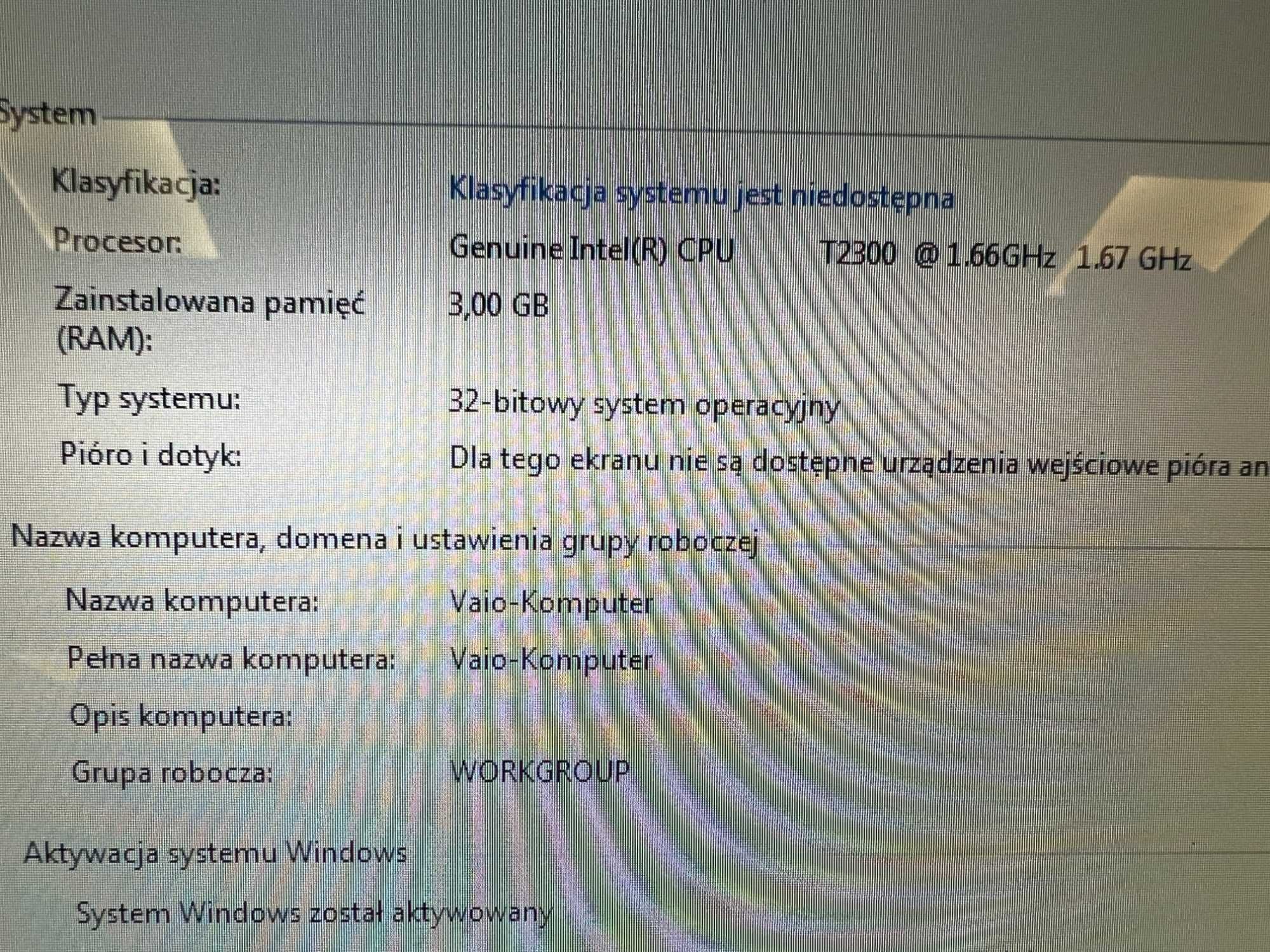 Sony VAIO VGN-FE11M - Core Duo, 4 GB RAM, 100 GB, 15", DVD, WIN7